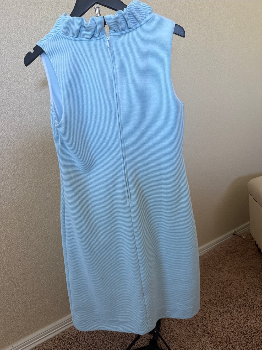 Lilly Pulitzer Small Blue and white striped Ruffle V-Neck Sleeveless Dress - Picture 5 of 5
